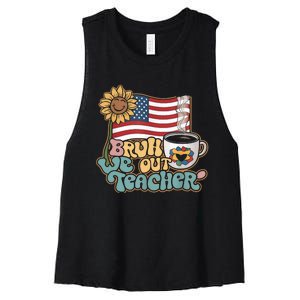 4th Of July Bruh We Out Teachers End Of School Year Teacher Summer Gift Women's Racerback Cropped Tank