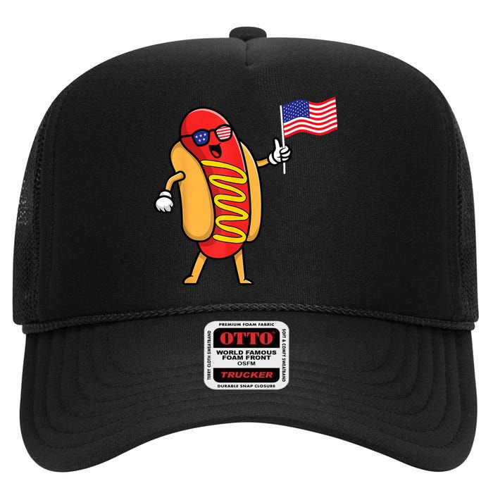 4th Of July Hot Dog Hotdog 4th Of July Shirts Men Women High Crown Mesh Back Trucker Hat