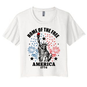 4th Of July Home Of The Free America 1776 Women's Crop Top Tee