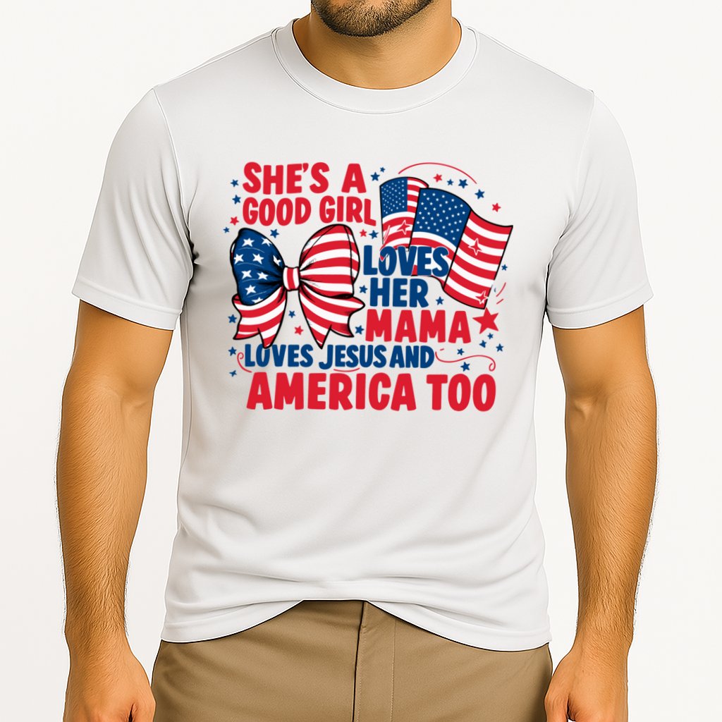 4th Of July Shes A Good Girl Loves Her Mama Cooling Performance Crew T-Shirt