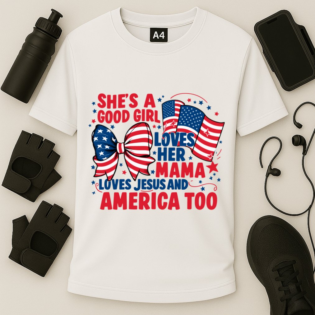 4th Of July Shes A Good Girl Loves Her Mama Cooling Performance Crew T-Shirt