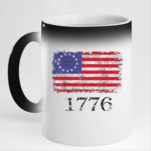 4th Of July American Flag Betsy Ross 1776 11oz Black Color Changing Mug