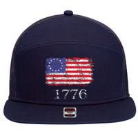 4th Of July American Flag Betsy Ross 1776 7 Panel Mesh Trucker Snapback Hat