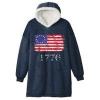 4th Of July American Flag Betsy Ross 1776 Hooded Wearable Blanket