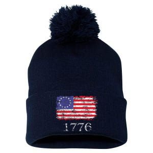 4th Of July American Flag Betsy Ross 1776 Pom Pom 12in Knit Beanie