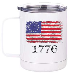 4th Of July American Flag Betsy Ross 1776 12 oz Stainless Steel Tumbler Cup