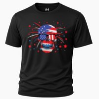 4th Of July Skull American Flag Gift Cooling Performance Crew T-Shirt