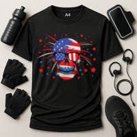 4th Of July Skull American Flag Gift Cooling Performance Crew T-Shirt