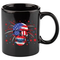 4th Of July Skull American Flag Gift 11oz C Handle Ceramic Mug