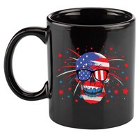 4th Of July Skull American Flag Gift 11oz C Handle Ceramic Mug