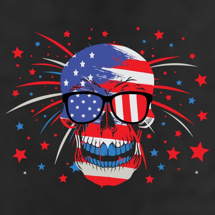 4th Of July Skull American Flag Gift 11oz C Handle Ceramic Mug