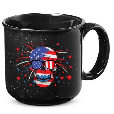 4th Of July Skull American Flag Gift 15oz Campfire Ceramic Mug