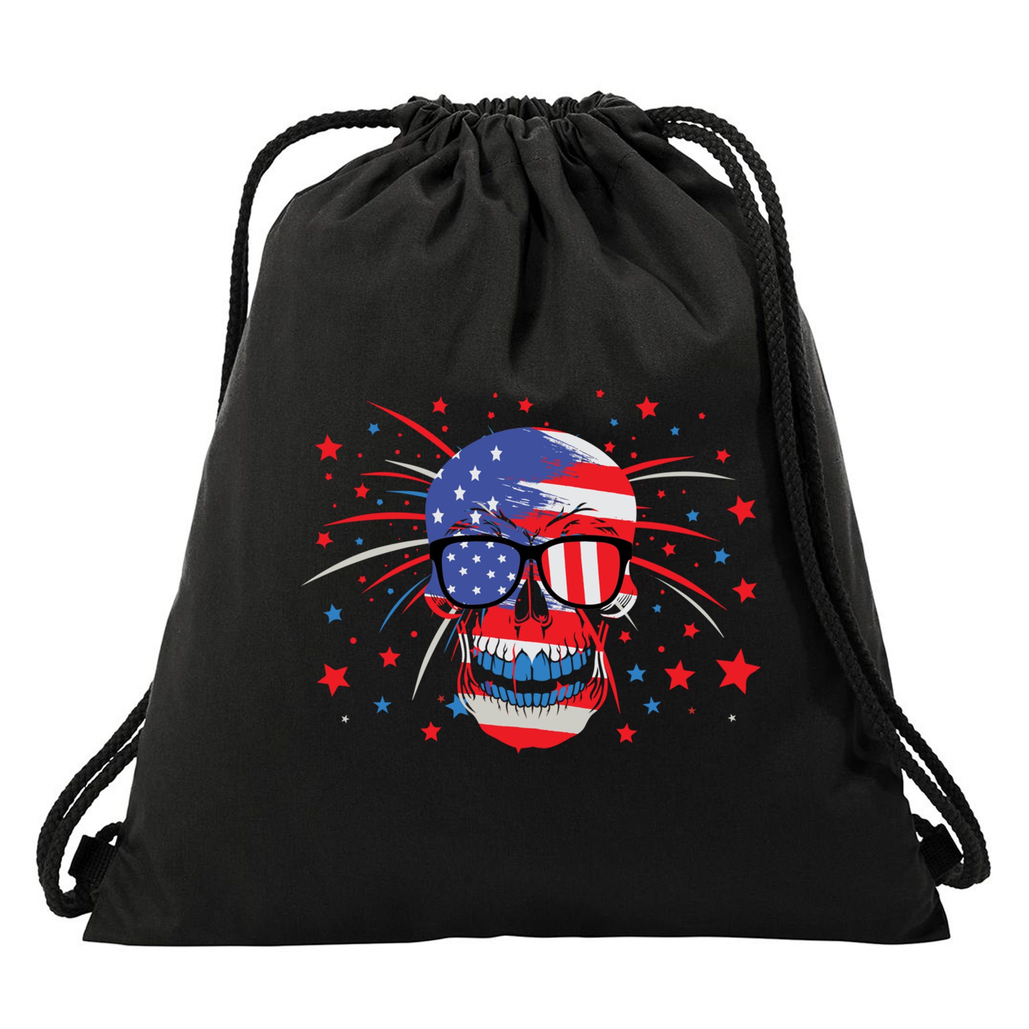 4th Of July Skull American Flag Gift Drawstring Bag