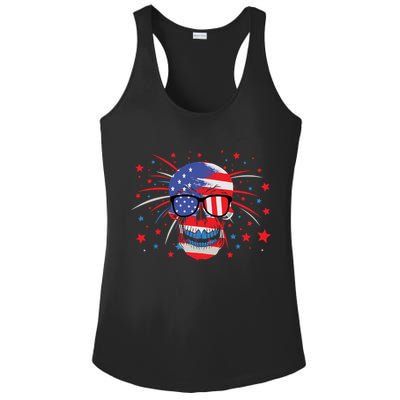 4th Of July Skull American Flag Gift Ladies PosiCharge Competitor Racerback Tank