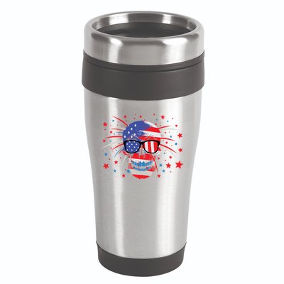 4th Of July Skull American Flag Gift 16oz Travel Tumbler