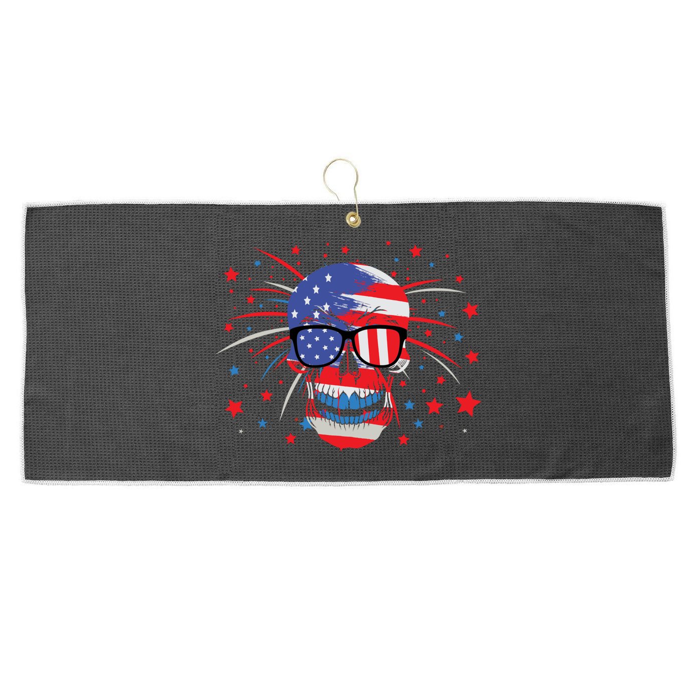 4th Of July Skull American Flag Gift Large Microfiber Waffle Golf Towel