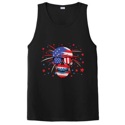 4th Of July Skull American Flag Gift PosiCharge Competitor Tank