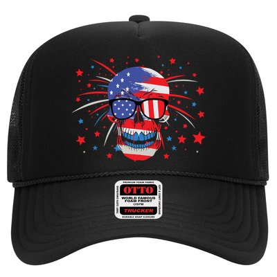 4th Of July Skull American Flag Gift Trucker Hat