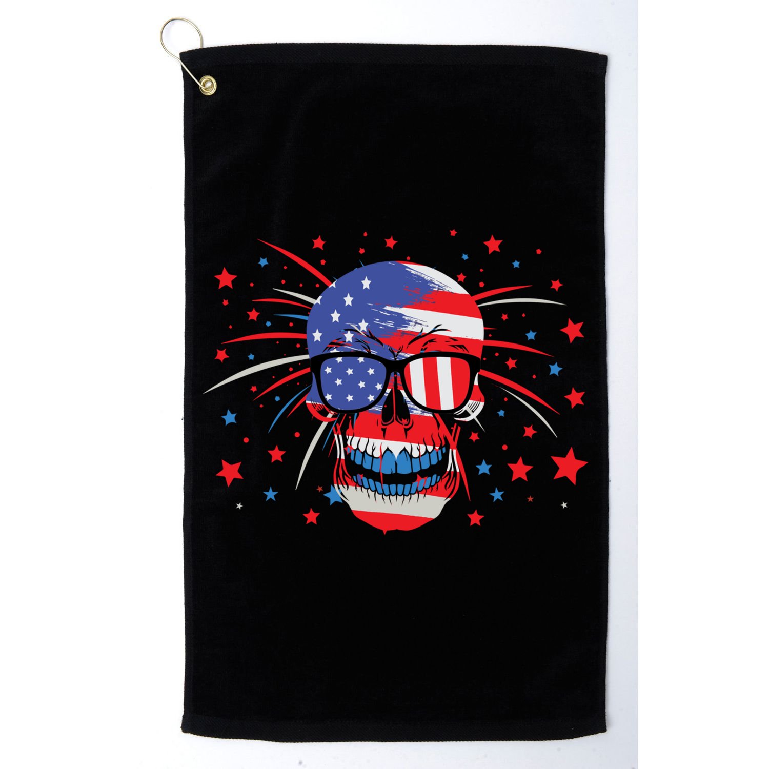 4th Of July Skull American Flag Gift Golf Towel