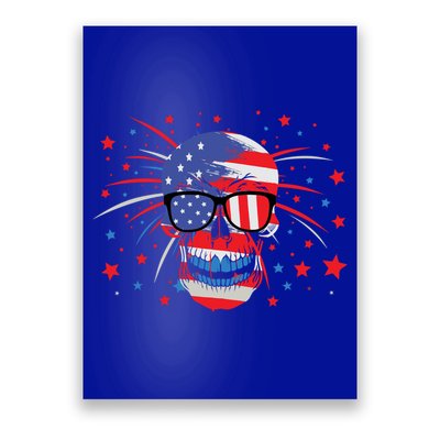 4th Of July Skull American Flag Gift Poster