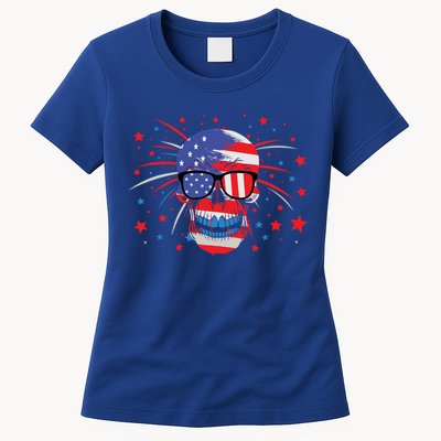 4th Of July Skull American Flag Gift Womens T-Shirt