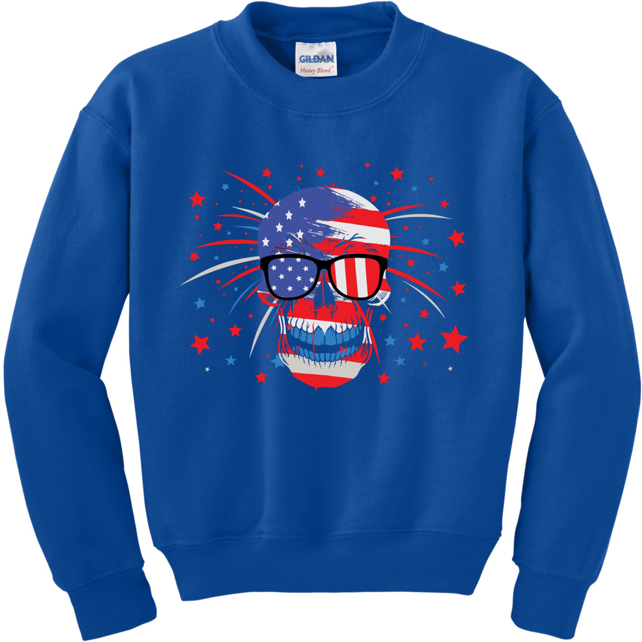 4th Of July Skull American Flag Gift Kids Sweatshirt