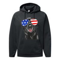 4th Of July Funny Black Lab Dog American Love Christmas Performance Fleece Hoodie