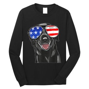 4th Of July Funny Black Lab Dog American Love Christmas Long Sleeve Shirt