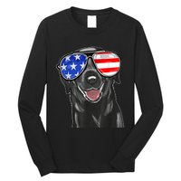 4th Of July Funny Black Lab Dog American Love Christmas Long Sleeve Shirt