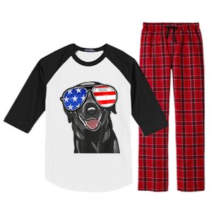 4th Of July Funny Black Lab Dog American Love Christmas Raglan Sleeve Pajama Set