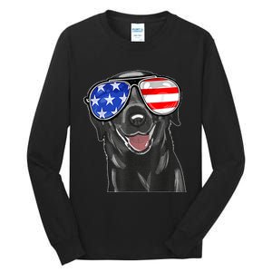 4th Of July Funny Black Lab Dog American Love Christmas Tall Long Sleeve T-Shirt