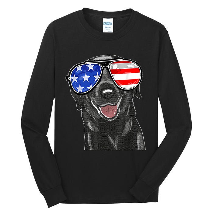 4th Of July Funny Black Lab Dog American Love Christmas Tall Long Sleeve T-Shirt