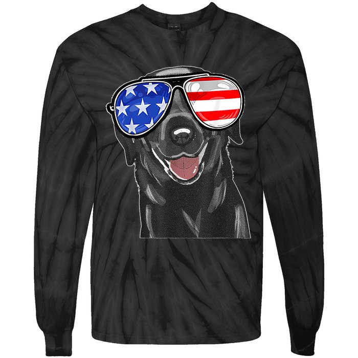 4th Of July Funny Black Lab Dog American Love Christmas Tie-Dye Long Sleeve Shirt