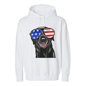 4th Of July Funny Black Lab Dog American Love Christmas Garment-Dyed Fleece Hoodie