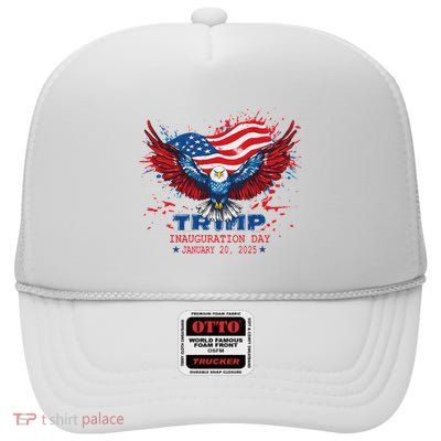 47th President Donald Trump January 20th High Crown Mesh Back Trucker Hat