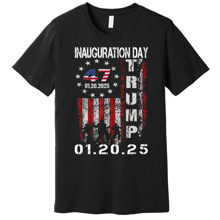 47th President Donald Trump Inauguration Day 2025 U.S.A Flag Premium T-Shirt