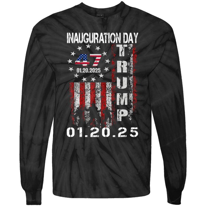 47th President Donald Trump Inauguration Day 2025 U.S.A Flag Tie-Dye Long Sleeve Shirt