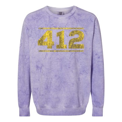 412 Pittsburgh Distressed Chain Yinzer City Retro Colorblast Crewneck Sweatshirt