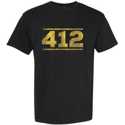 412 Pittsburgh Distressed Chain Yinzer City Retro Garment-Dyed Heavyweight T-Shirt