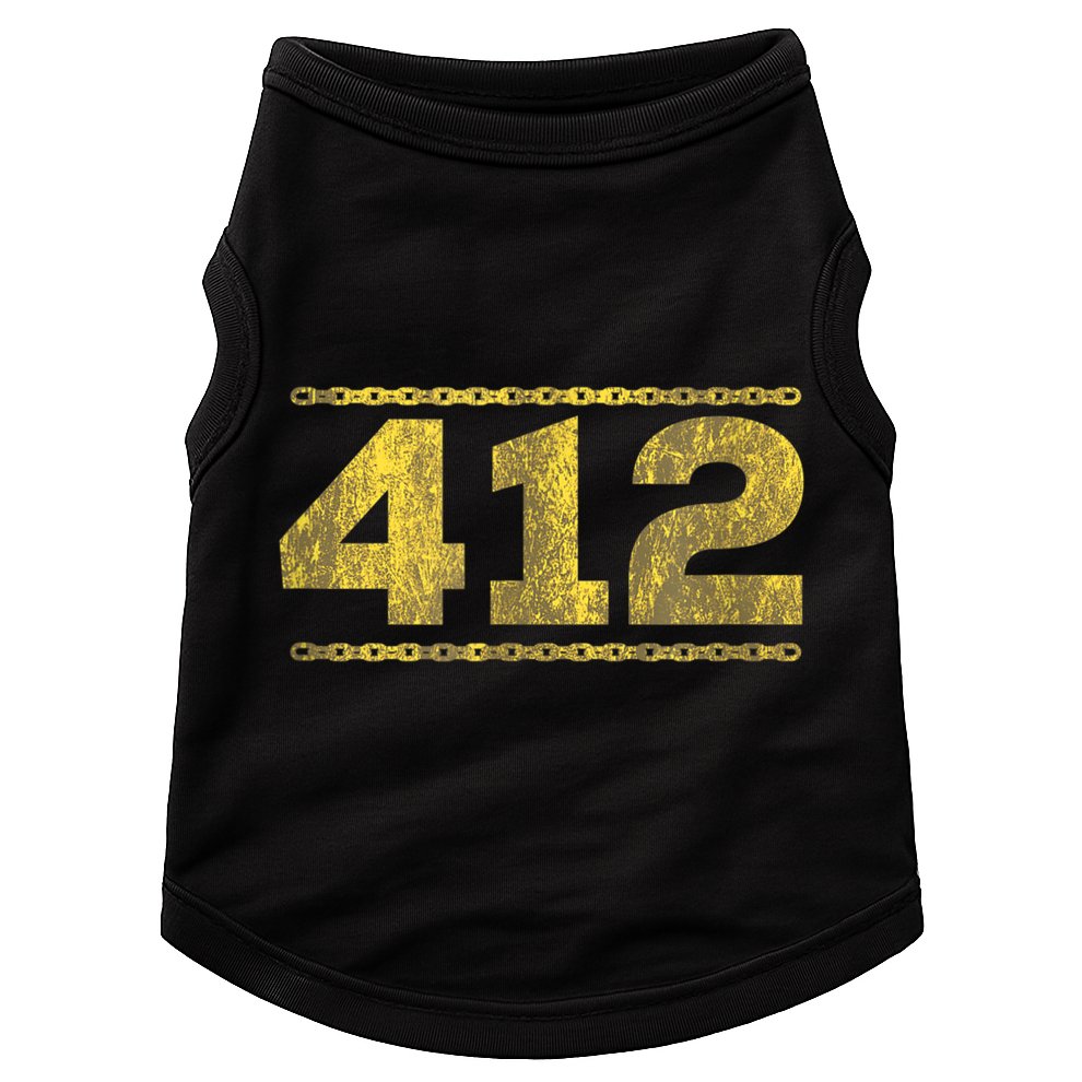 412 Pittsburgh Distressed Chain Yinzer City Retro Doggie Tank