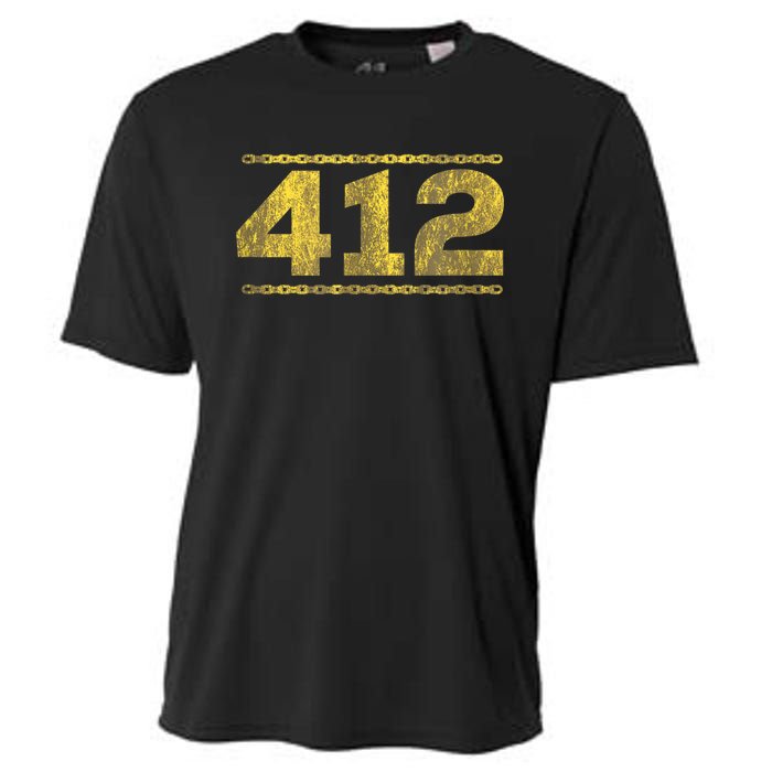 412 Pittsburgh Distressed Chain Yinzer City Retro Cooling Performance Crew T-Shirt