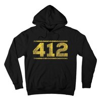 412 Pittsburgh Distressed Chain Yinzer City Retro Hoodie