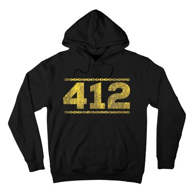 412 Pittsburgh Distressed Chain Yinzer City Retro Hoodie