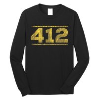 412 Pittsburgh Distressed Chain Yinzer City Retro Long Sleeve Shirt