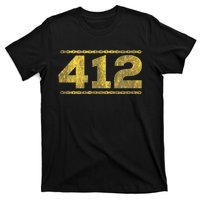 412 Pittsburgh Distressed Chain Yinzer City Retro T-Shirt