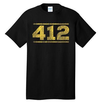 412 Pittsburgh Distressed Chain Yinzer City Retro Tall T-Shirt