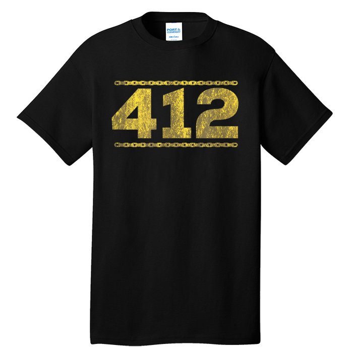 412 Pittsburgh Distressed Chain Yinzer City Retro Tall T-Shirt