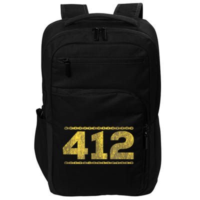 412 Pittsburgh Distressed Chain Yinzer City Retro Impact Tech Backpack