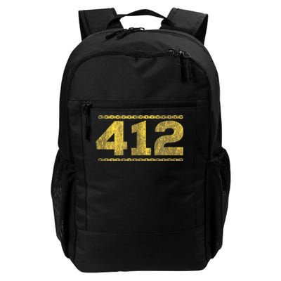 412 Pittsburgh Distressed Chain Yinzer City Retro Daily Commute Backpack