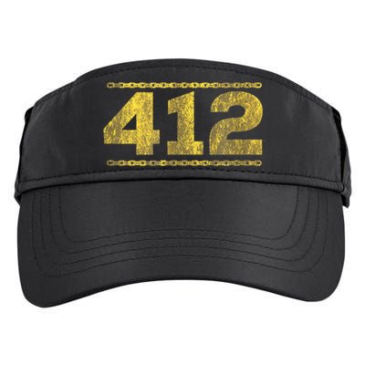 412 Pittsburgh Distressed Chain Yinzer City Retro Adult Drive Performance Visor